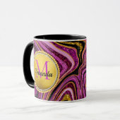 Chic Sparkle Glitzer Marmor Art pink gold monogram Tasse (Vorderseite Links)