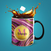 Chic Sparkle Glitzer Marmor Art pink gold monogram Tasse