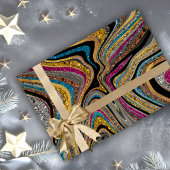 Chic Sparkle Glitzer Marmor blau pink Geschenkpapier