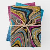 Chic Sparkle Glitzer Marmor blau pink Geschenkpapier Set (Beispiel)