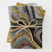 Chic Sparkle Glitzer Marmor grau Gold Geschenkpapier Set (Beispiel)