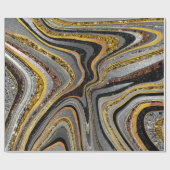 Chic Sparkle Glitzer Marmor Kunst graue Goldumhüll Geschenkpapier (Flach)