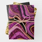 Chic Sparkle Glitzer Marmor Kunst rosa Gold Geschenkpapier Set (Beispiel)