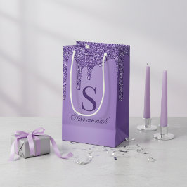 Chic Sparkle Lila Glitzer Tropfen Monogram Kleine Geschenktüte