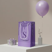 Chic Sparkle Lila Glitzer Tropfen Monogram Kleine Geschenktüte