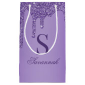 Chic Sparkle Lila Glitzer Tropfen Monogram Kleine Geschenktüte (Vorderseite)