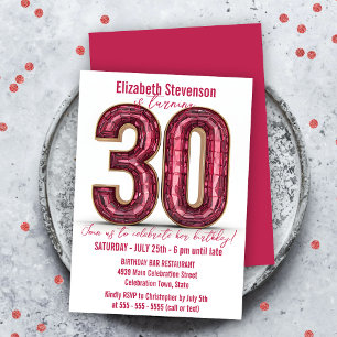Chic Sparkling Crystal Pink und Gold 30. Geburtsta Einladung