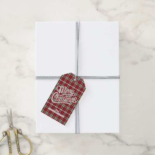 Chic Sparkly Plaid Christmas  Geschenkanhänger (Mit Garn)