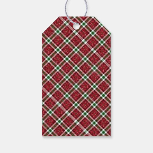 Chic Sparkly Plaid Christmas  Geschenkanhänger (Rückseite)