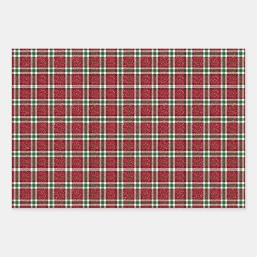 Chic Sparkly Plaid Christmas Geschenkpapier Set (Vorderseite 2)
