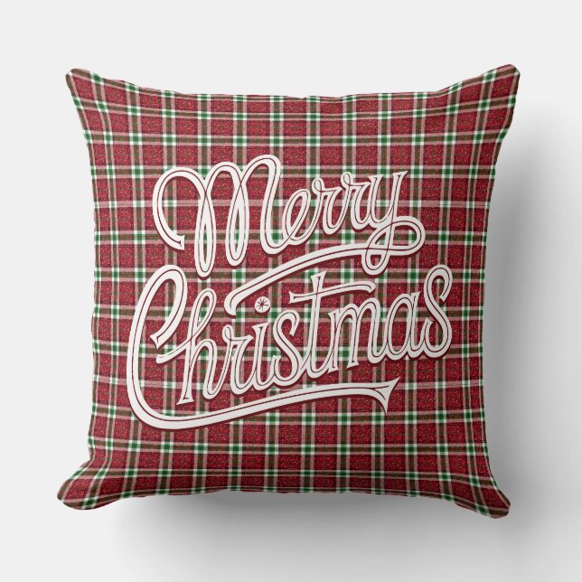 Chic Sparkly Plaid Christmas  Kissen (Vorderseite)