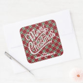 Chic Sparkly Plaid Christmas Quadratischer Aufkleber (Umschlag)