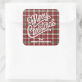 Chic Sparkly Plaid Christmas  Quadratischer Aufkleber (Tasche)