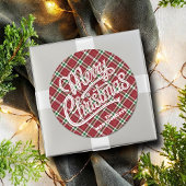 Chic Sparkly Plaid Christmas  Runder Aufkleber