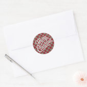 Chic Sparkly Plaid Merry Christmas Envelope Seals Runder Aufkleber (Umschlag)