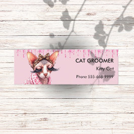 Chic Sphynx Cat Groomer Pink Glitzer Drift Mini Visitenkarte