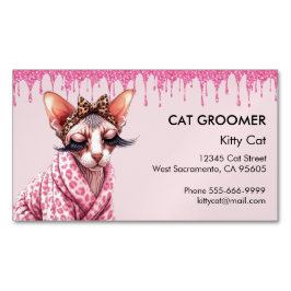 Chic Sphynx Cat Service Pink Glitzer Drift Magnetische Visitenkarte