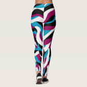Chic spielend Abstrakt Retro Wavy Blue Pink Leggings (Rückseite)