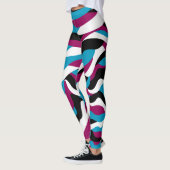 Chic spielend Abstrakt Retro Wavy Blue Pink Leggings (Links)