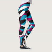 Chic spielend Abstrakt Retro Wavy Blue Pink Leggings (Rechts)