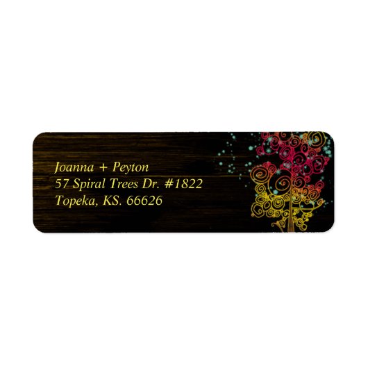 Chic Spiral Trees Rural Wedding Rücksendeadresse (Vorne)