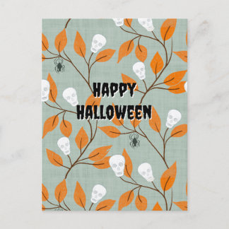 Chic spooky Skulls & Spinnen vine Happy Halloween Feiertagspostkarte