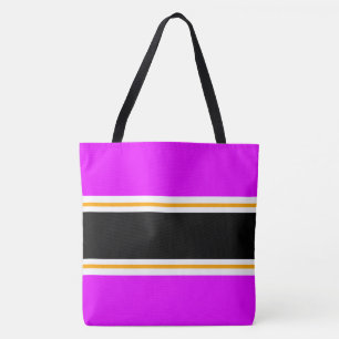 Chic Sporty Bright Pink Black Yellow White Stripes Tasche