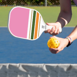 Chic Sporty Pink Top Green Orange Racing Streifen Pickleball Schläger