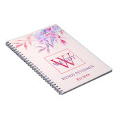 Chic spring blumenrosa Monogram Rezept Kochbuch Notizblock (Rechte Seite)