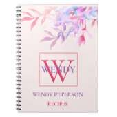 Chic spring blumenrosa Monogram Rezept Kochbuch Notizblock (Vorderseite)