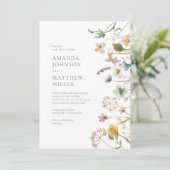 Chic Spring Delicate Pressed Florals Wedding Einladung (Stehend Vorderseite)