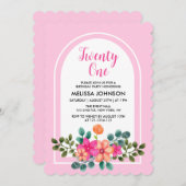 Chic Spring Flora Greenery Soft Pink 21. Geburtsta Einladung (Vorne/Hinten)