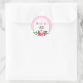 Chic Spring Flora Grüne Soft Pink Vielen Dank Runder Aufkleber (Tasche)