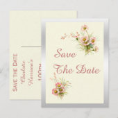 Chic Spring Flowers 100. Geburtstag Save the Date Ankündigungspostkarte (Vorne/Hinten)