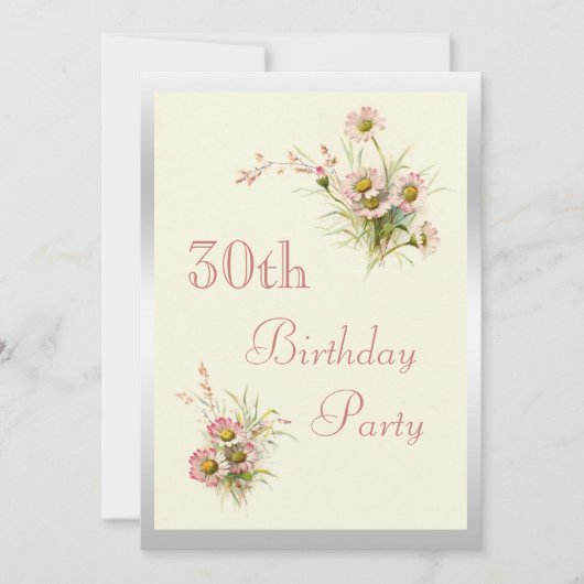 Chic Spring Flowers 30. Geburtstag Einladung (Vorderseite)