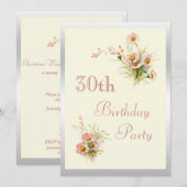 Chic Spring Flowers 30. Geburtstag Einladung (Vorne/Hinten)