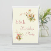 Chic Spring Flowers 55. Geburtstag Einladung (Stehend Vorderseite)