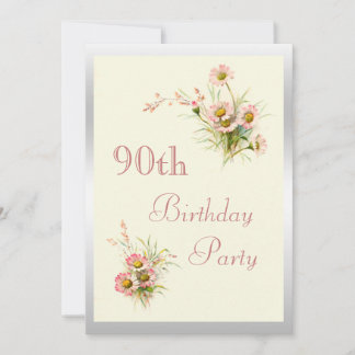 Chic Spring Flowers 90. Geburtstag Einladung