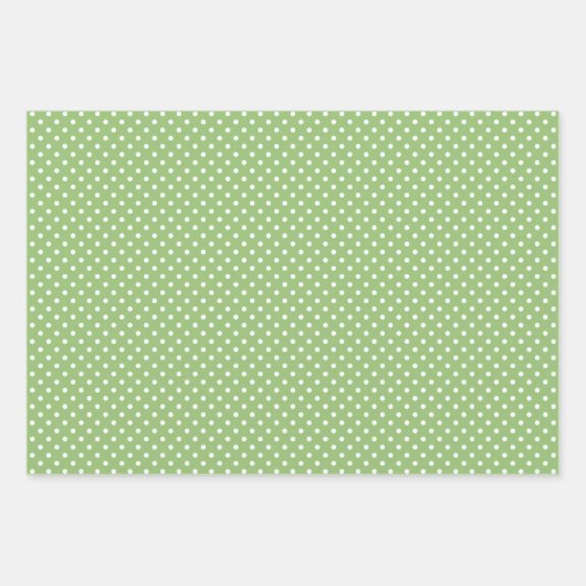 Chic Spring Forest Green Polka Dots Muster Geschenkpapier Set (Vorderseite)