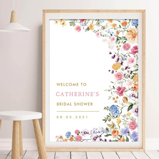 Chic Spring Garden Floral Brautparty Willkommen Poster