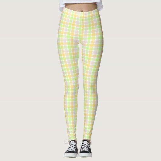 Chic Spring Green Karo Muster Leggings (Vorderseite)