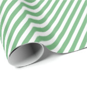 Chic Spring Mint Green White Stripes Muster Geschenkpapier (Rolleneckpunkt)