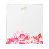 Chic Spring Pink Magnolias Floral Monogram Notepad Notizblock (Vorderseite)