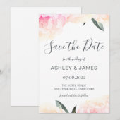 Chic Spring Pink Peony Calligraphy Save the Date (Vorne/Hinten)