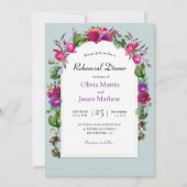 Chic spring pink violett Blumen Probe Dinner Einladung (Vorderseite)