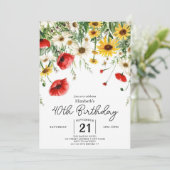 Chic Spring Wildblumen 40. Geburtstag Einladung (Stehend Vorderseite)