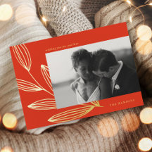Chic Sprout Rot und Gold Foil Holiday Foto Card