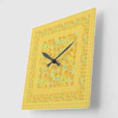 Chic Square Wall Clock, Golden Daffodin Quadratische Wanduhr (Winkel)