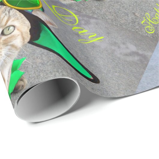 CHIC ST.PATRICK'S DACAT with HAT,GRÜNE ROSE, Geschenkpapier (Rolleneckpunkt)