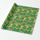 Chic St Patrick's Day Gold Green Kleeblatt Clover Geschenkpapier (Ungerollt)